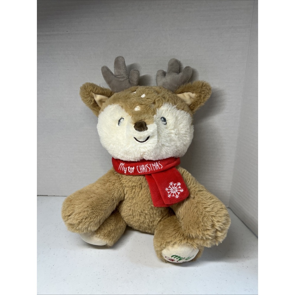 Kellytoy My First Christmas Reindeer Deer Plush Sensory Rattle Crinkle 13" Stuff